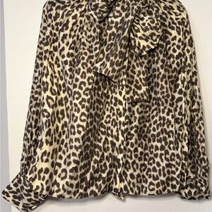 H&M Leopard Print Blouse with Bow Tie